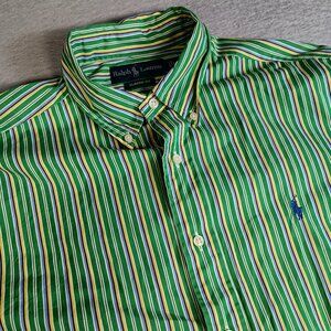 Ralph Lauren Men's L Multicolored Striped Long Sleeve Preppy Button Down Shirt